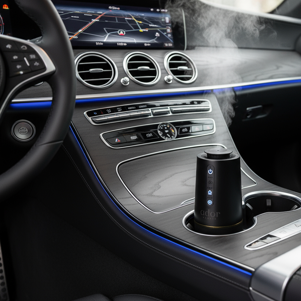 AromaDrive by Ador Scents, a diffuser that transforms your car into a wellness space before you've even buckled your seatbelt.