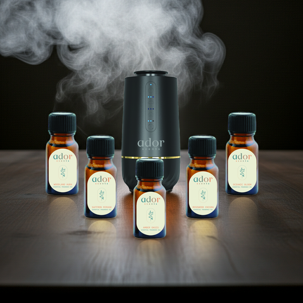 Fresh Car, Effortless Vibes by Ador Scents, AromaDrive diffuser is paired with one of our curated Car Collection of scents