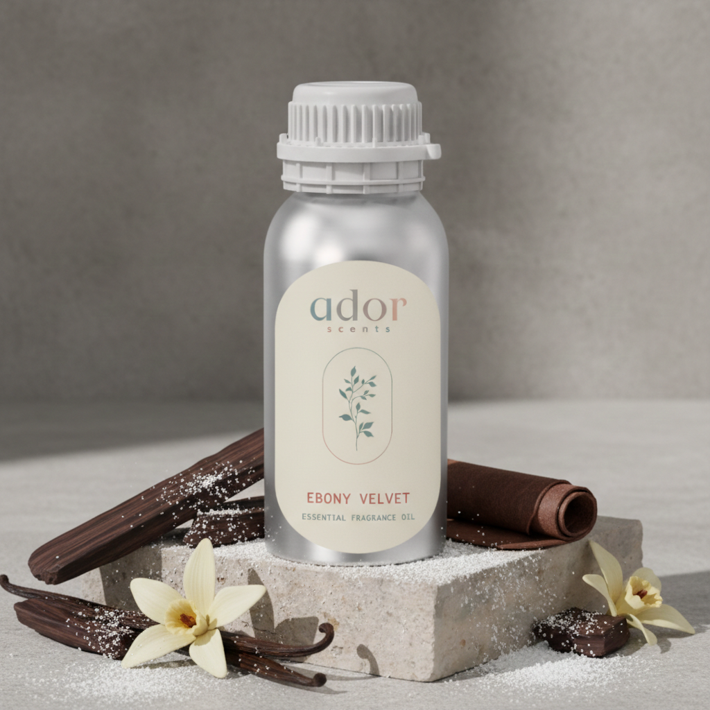 Ebony Velvet by Ador Scents, a rich blend of Ebony, Vanilla, Leather & Powder