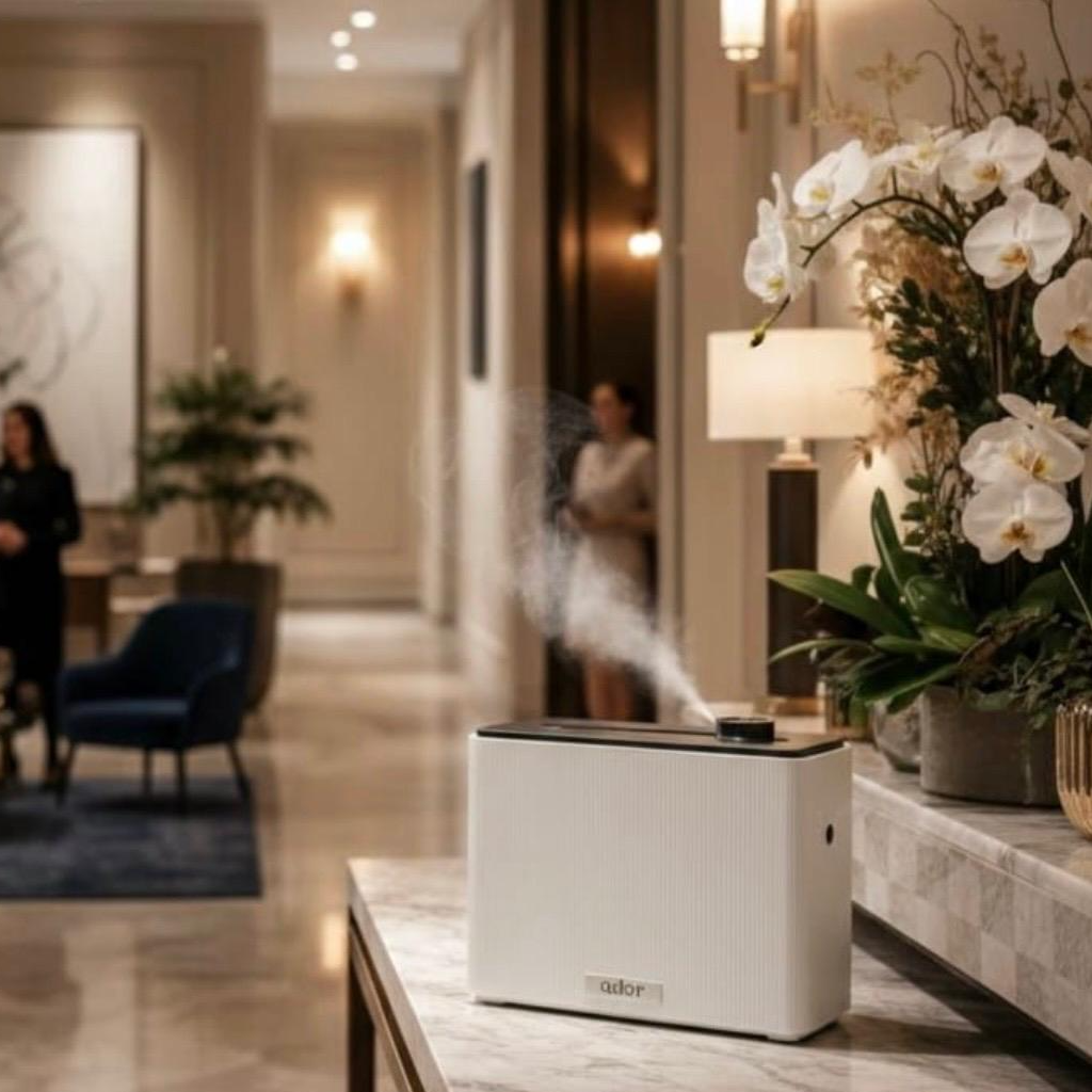 AromaGrand by Ador Scents, our flagship commercial scent diffuser, engineered for spaces that refuse to compromise on atmosphere, coverage, or sophistication.