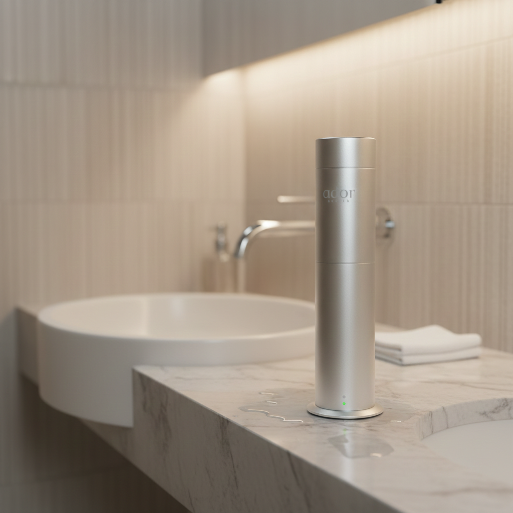 AromaTube by Ador Scents, the slimmest, smartest, most discreet diffuser we've ever engineered. Perfect in your bathroom.